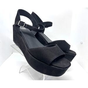 NWB Eileen Fisher MIME-TN Nubuck Suede Platform Wedge Sandals Shoes Buckle 10 M